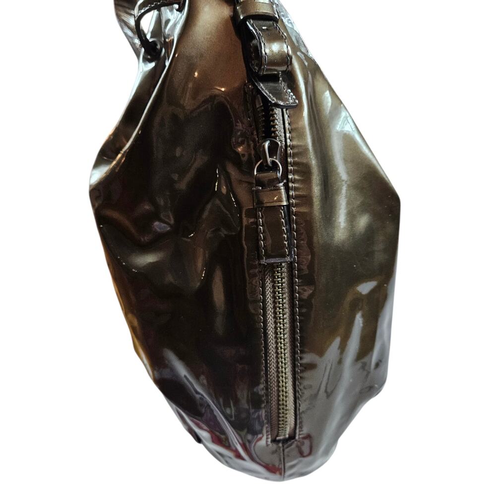 Coach Madison Marielle Drawstring Tote Bag Pewter Patent Leather - Picture 9 of 12